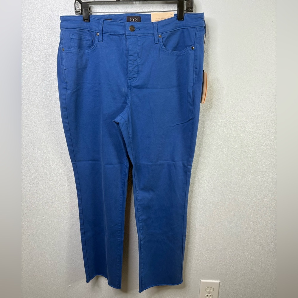 NWT-NYDJ Sheri Slim Ankle Fray Hem Swing Blue Size 14 Jeans